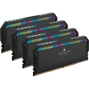 Corsair DDR5 64GB PC 6600 CL32 KIT (4x16GB) DOMINATOR P RGB retail (4 x 16GB, 6600 MHz, DDR5 RAM, DIMM 288 pin), RAM, Zwart