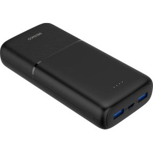 Deltaco Powerbank met snelladen, 3 poorten, 2x USB-A 18W, 1x USB-C PD 20W, 20.000 mAh zwart (20 mAh), Powerbank, Zwart