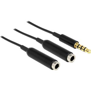 Delock Audio splitter kabel 3,5 mm jack - 2x 3,5 mm jack (0.25 m, 3,5 mm aansluiting (AUX)), Audiokabel
