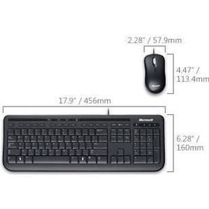 Microsoft Bedraad Desktop 600 Toetsenbord USB (FR, Bedraad), Toetsenbord, Zwart