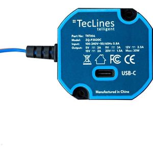 TecLines TNT004 USB-tablet inbouwvoeding voor wandmontage 30 W vermogen (30 W), USB-lader