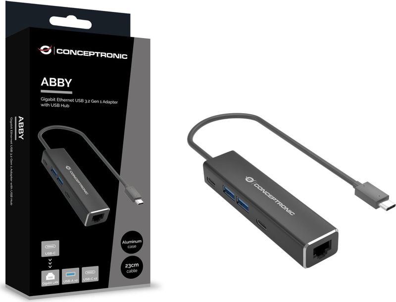 Conceptronic ABBY14B laptop dock & poortreplicator Bedraad USB 3.2 Gen 1 (3.1 Gen 1) Type-C Grijs