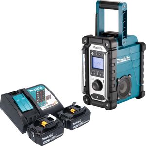 Makita DMR 116 RF Oplaadbare bouwplaatsradio 14,4 - 18 V AM FM AUX + 2x oplaadbare batterij 3,0 Ah + lader (AM, FM), Radio