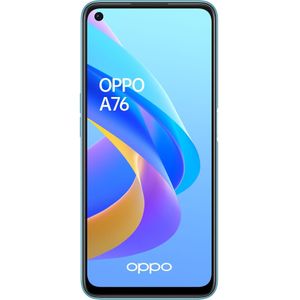 OPPO A76 (128 GB, Gloeiend blauw, 6.56", Dubbele SIM, 4G), Smartphone, Blauw