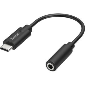 Hama Audio-adapter, USB-C stekker - 3,5 mm aansluiting, stereo, Audio-adapters, Zwart