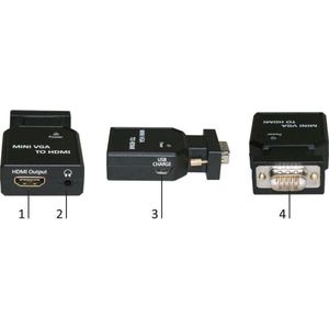 MicroConnect Mini VGA naar HDMI converter (7.20 cm), Data + Video Adapter, Zwart
