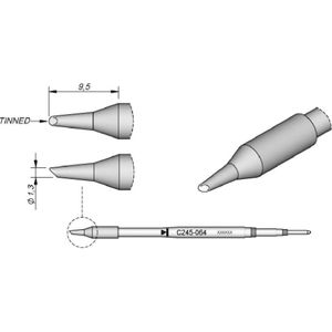JBC Soldeerstift serie C245, ronde vorm, C245064/Ø 1,3 mm, afgeschuind, vertind (Soldeerstift), Soldeer accessoires