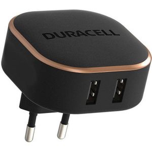 Duracell Muurlader 2xUSB 2.4A 24W (zwart) (24 W), USB-lader, Zwart
