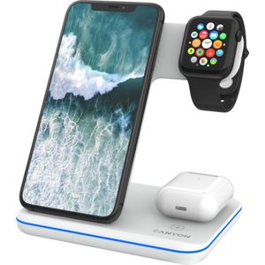 Canyon Draadloze oplader Dock 3in1 QI voor Apple (15 W), Draadloze laders, Wit