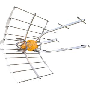 Televes Antenne ELLIPSE UHF passief/actief met voeding PS (Parabolische antenne, 40 dB, DVB-T / -T2), SAT Spiegels + SAT Antennes, Zilver, Oranje