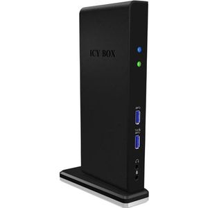 Icy Box IB-DK2241AC - USB Type-A 3.0 Multi Dock (USB B), Docking station + USB-hub, Zwart