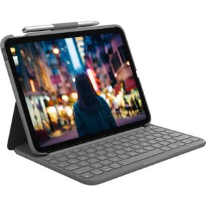 Logitech SLIM FOLIO VOOR IPAD (10E GEN) (FR, iPad 2022 (10e generatie)), Tablet toetsenbord, Grijs