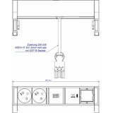 Bachmann - DESK 2 - Stekkerdoos - Roestvrij Staal - 2 UTE-stopcontacten en USB-C