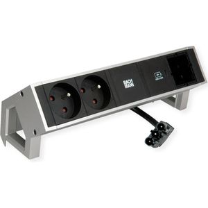 Bachmann - DESK 2 - Stekkerdoos - Roestvrij Staal - 2 UTE-stopcontacten en USB-C