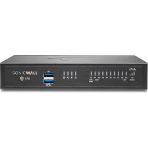 SonicWall - TZ470 - Firewall - Zwart - Maximale Poortsnelheid 1 Gbit/s, Firewall-doorvoer tot 3500 Mbit/s