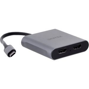 Unitek USB Typ-C zu (HDMI, 15 cm), Data + Video Adapter, Grijs