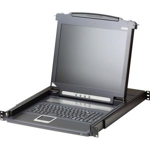 Aten CL1000N KVM-console, 19" LCD, VGA, PS/2, toetsenbordindeling VS, KVM schakelaars, Zwart