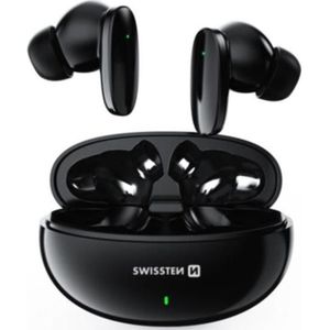 Swissten Bluetooth TWS oortelefoon Sonic Zwart (6 h, Draadloze), Koptelefoon, Zwart