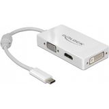 Delock USB-C naar (DVI, HDMI, VGA, 1300 cm), Data + Video Adapter, Wit