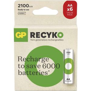 GP Batteries GP Nabíjecí bat. ReCyko 2100 AA (HR6) - 6ks (6 Pcs., 100 mAh), Batterijen