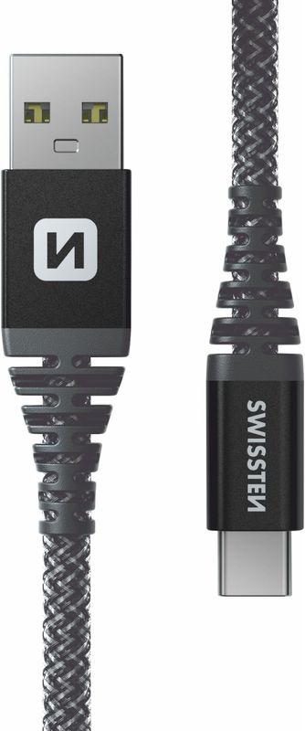 Swissten Datakabel Kevlar Usb / Usb-C 1,5 M Antraciet (1.50 m, USB 3.1), USB-kabel