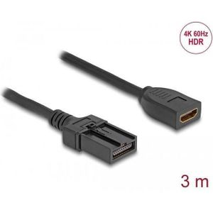 Delock HDMI Automotive Kabel HDMI-A Vrouw naar HDMI-E Man 3 m 4K 60 Hz (3 m, HDMI), Videokabel