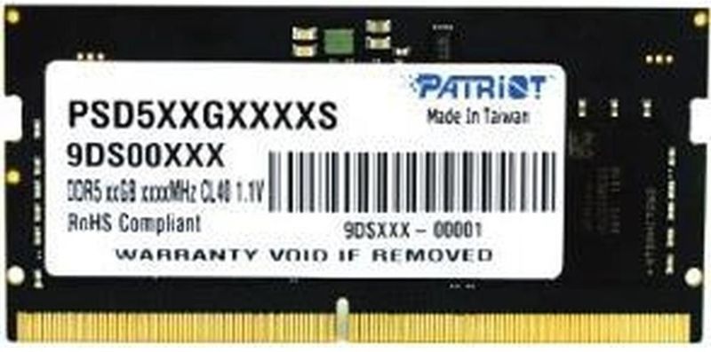 Patriot - Signature - Geheugenmodule - Zwart - 8GB DDR5 - 4800 MHz - SO-DIMM