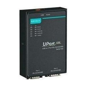 Moxa UPORT 1250 - USB naar seriële hub met 2 poorten RS-232422485 (USB-A, 2 ports), Docking station + USB-hub