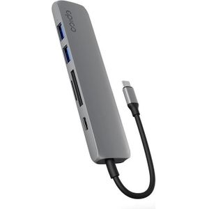 Epico 6in1 Aluminium Hub 8K met USB-C aansluiting - space grijs (USB-C, 6 ports), Docking station + USB-hub, Grijs