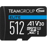 Team Electronic Team ELITE - Flashgeheugenkaart (SD-adapter inbegrepen) - 512GB - A1 / Videoklasse V30 / UHS-I U3 (microSD, 512 GB, U3), Geheugenkaart