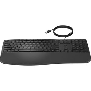 HP 485 CFT WD KBD DE (NL, Bedraad), Toetsenbord, Zwart