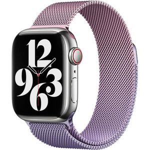 Cover-Discount Apple Watch 44/45/46/49mm - Magnetisch vervangend Milanees polsbandje (Roestvrij staal), Horlogebandjes, Paars