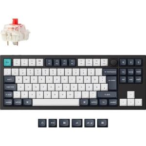 Keychron Q3 Max Swappable RGB Backlight Red Switch Knob Version ISO Layout Italian - Black (PBT Caps) (IT, Bedraad, Draadloze), Toetsenbord, Zwart