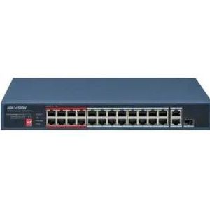 Hikvision DS-3E0326P-E/M(C) 24-poorts Fast Ethernet Unmanaged POE Switch (24 ports), Netwerkschakelaar, Zwart