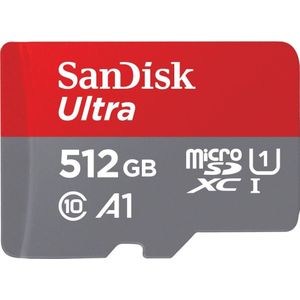 SanDisk microSDHC Ultra 512GB (UHS-1/Cl.10/100MB/s) + adapter, tablet, Geheugenkaart