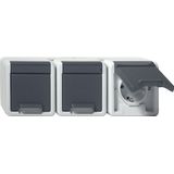 Gira, Stopcontacten, 478930 SCHUKO 3f horizontaal. KD WG AP G
