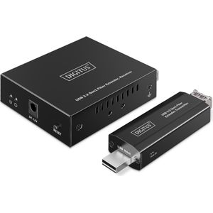 Digitus USB 3.2 Gen1 Fiber Extender, 5 Gbps, 4 Ports: 3x USB-A / 1x USB-C, 300m (4 ports), Docking station + USB-hub, Zwart