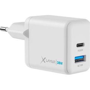 Xlayer Universele Powercharger 38W USB Type C Wit (18 W, Snel opladen 4.0, Stroomvoorziening 3.0), USB-lader, Wit
