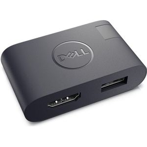 Dell USB-C NAAR HDMI 2.0 USB-A 3.0 (HDMI, 3.34 cm), Data + Video Adapter, Zwart