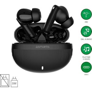4smarts Wireless Headset SkyBuds Pro ANC, schwarz (ANC, 5 h, Draadloze), Koptelefoon, Zwart
