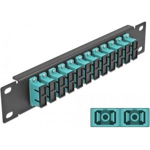 Delock 10? LWL Patchpanel 12 Poort SC Duplex aqua 1 U zwart, Server accessoires, Zwart