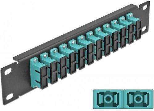 Delock - 10 Inch - Glasvezel Patch Panel - Aqua - 12 Poorten SC Duplex