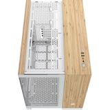 CORSAIR - 2500X - PC-behuizing - Wit/Bamboehout - Panoramisch Gehard Glas, Dual Chamber, Compatibel met Omgekeerde Aansluiting Moederbord