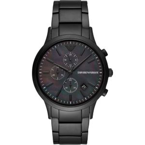 Giorgio Armani, Horloge, Renato, Zwart, (Chronograaf, Analoog horloge, 43 mm)