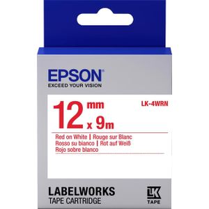 Epson, Etiketteringstape, LABELCASSETTE LK-4WRN (1.20 cm, Rood, Wit)