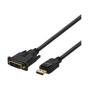 Deltaco DP-2022 videokabel adapter DisplayPort DVI-D Zwart (2 m, DisplayPort), Videokabel