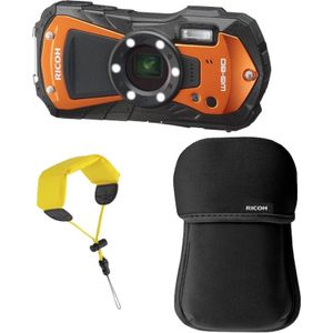 RICOH WG-80 Oranje KIT + Drijfriem + Neopreen Etui (16 Mpx), Camera, Oranje