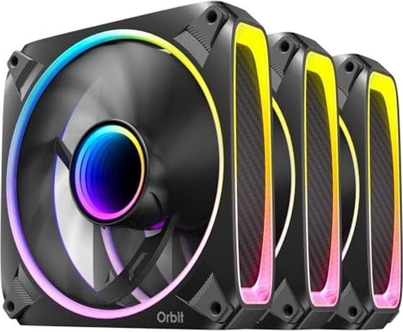 Antec Orbit 120 ARGB - Noir (120 mm, 3 x), PC ventilator, Zwart