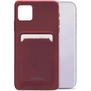 Mobilize Rubber Gelly Kaart Omslag (iPhone 11), Smartphonehoes, Rood