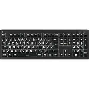 Logickeyboard XL-Print Astra 2 Wit op Zwart FR (PC) (FR, Bedraad), Toetsenbord, Zwart